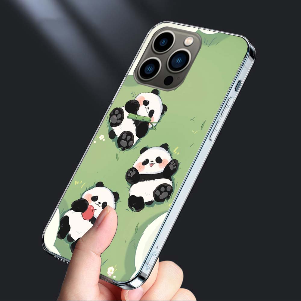 

Очень милый чехол для телефона с маленькой пандой для Iphone 16E 15 Pro 14 Plus 17E 16 17 Pro Max Air 11 12 13 Mini Ударопрочный Capa Милый Cove iPhone 14 Plus