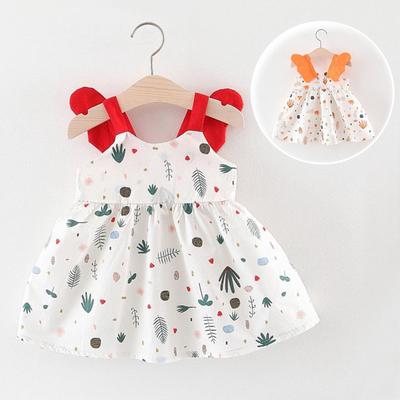 Toddler Kids Baby Girls Dot Print Floral Princess Dress+Hat Cap Clothes Outfits