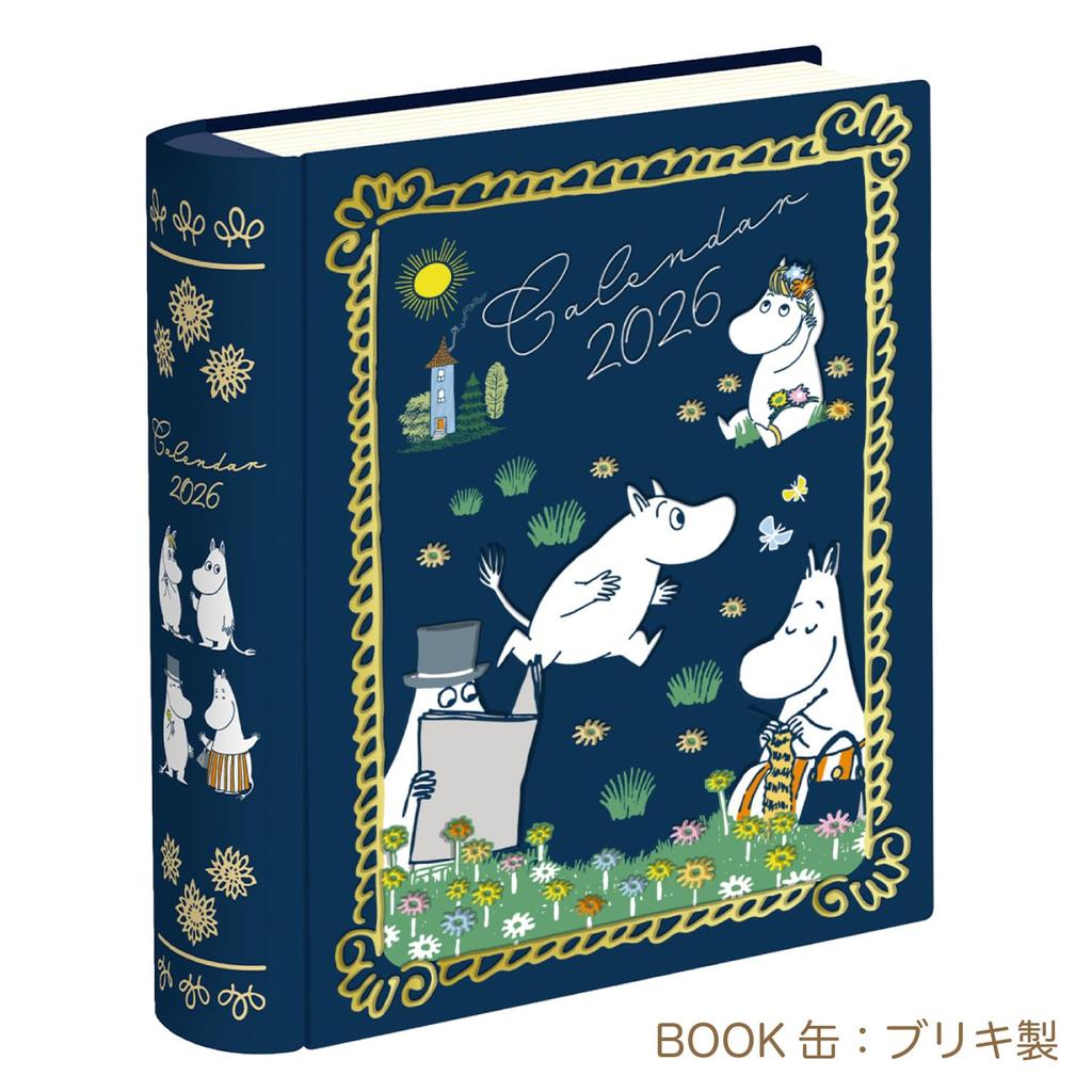 Gakken Stafle 2026 Calendar Moomin Tabletop Book Tin with Stand Family M21001 Starts January 2026