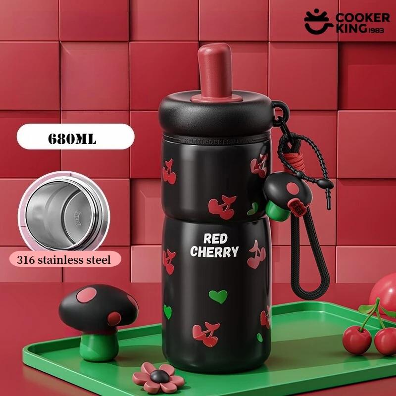 680ML 316/304 Stainless Steel+PP Material Portable Anti-fall Vacuum Cup Water Bottle Stainless Steel  Coffee Cup 680ml