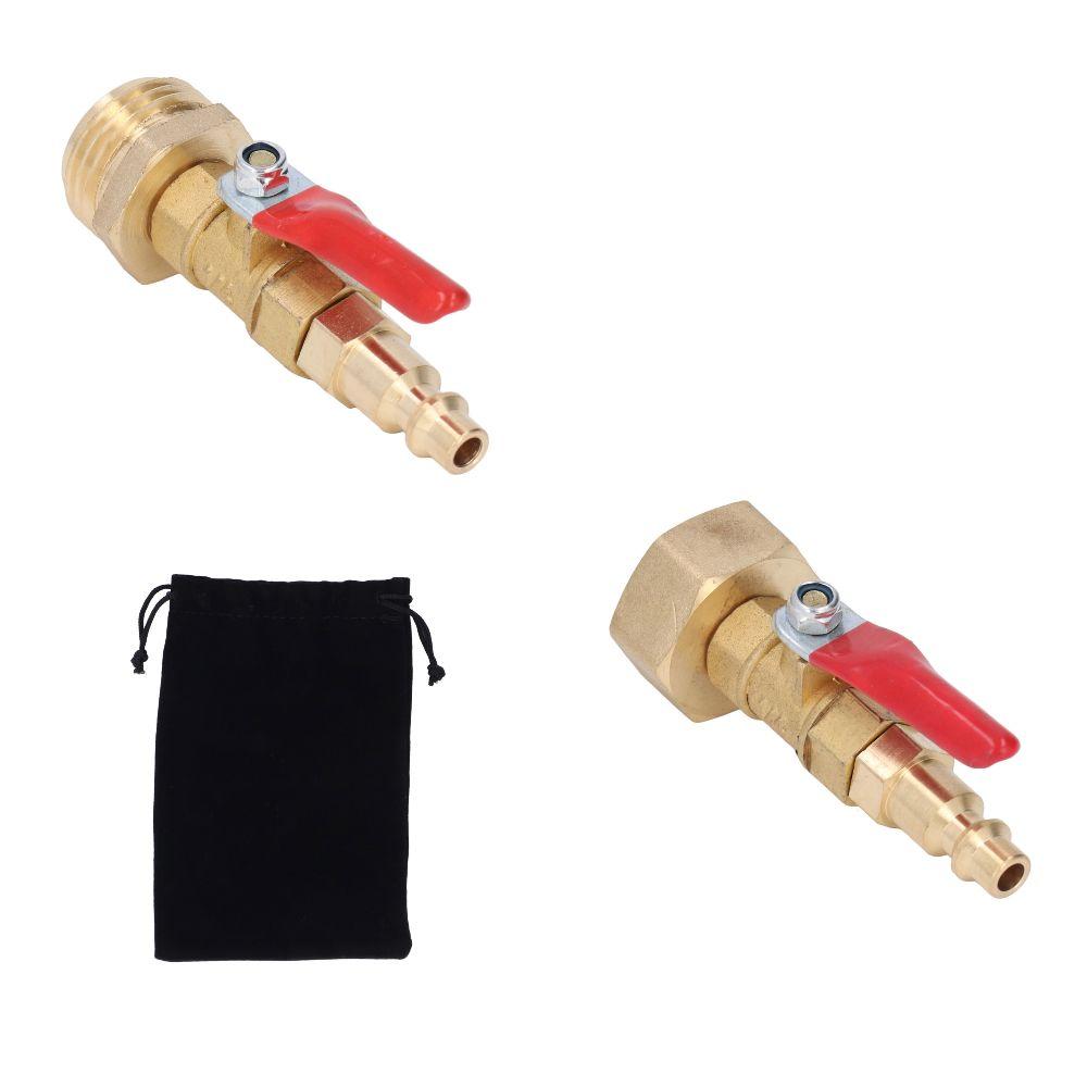 1/4in Male Brass Winterize Blowout Adapter 3/4in Male GHT Thread Brass Garden Irrigation Joints Male/Female Thread Ball Valve