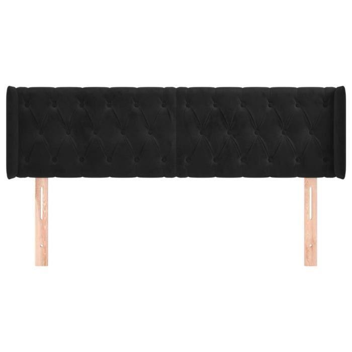 3119154 vidaXL Tête de lit avec oreilles Noir 147x16x78-88 cm Velours