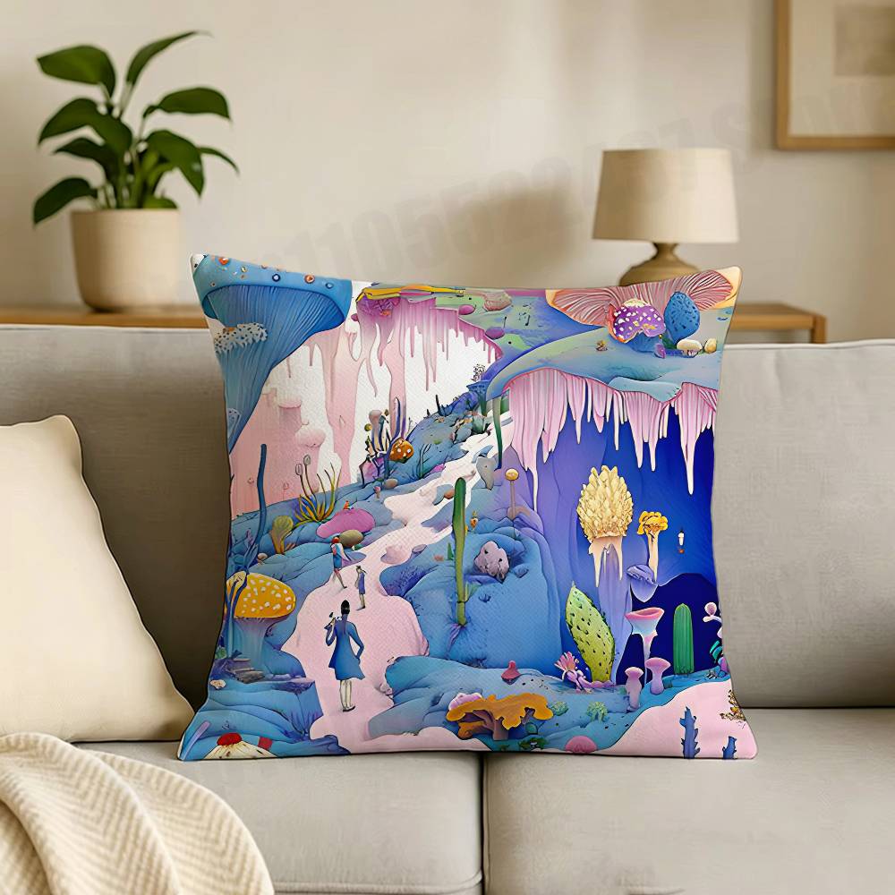 Fantasy Dream Illustration Print Throw Pillow Cover Square Cushion Case for Living Room Bedroom Decor