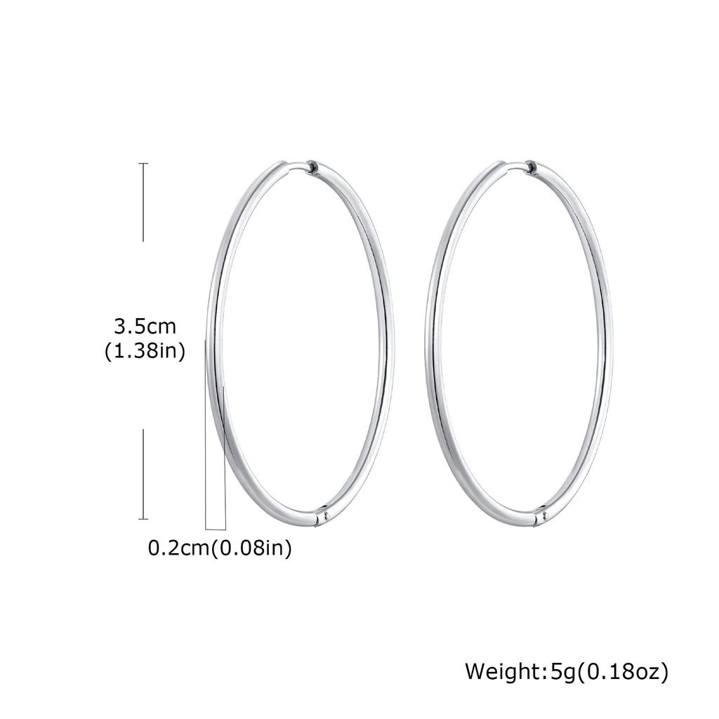 Wind stainless steel geometric large plain ring earrings plated with 18k gold simple earrings women's multi-specification 2mm, 4mm