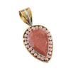 Natural Sunstone Gemstone 925 Solid Sterling Silver Two Tone Pendant 1.50" a3S44