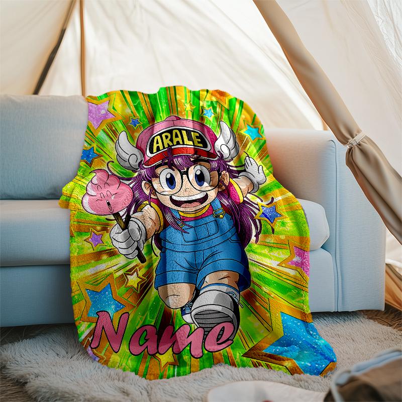 Personalized Custom Name Blanket - Arale Norimaki Print Design,Blanket for Sofa,Bed,Travel,Camping - Soft and Warm, Great Gift