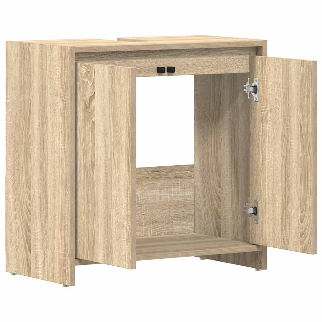 Waschbeckenunterschrank Badezimmer Sonoma Eiche 60x33x61 Cm Aus MDF