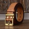 Retro Thickened Cowhide Copper Buckle Belt Men's Genuine Leather Trendy All-match Jeans Belt Hot Style