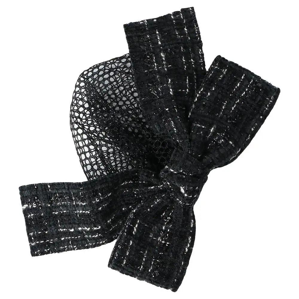 1Pcs Queen Memorial Mesh Flower Bowknot Bun Snood Black Headwear Net Crochet Bow Fine/Loose Mesh Funerals Accessories