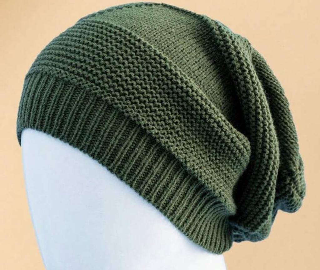 [sproutsy] Loose Fit Knit Beanie Hat, Stretchy Knit Material, Knit Beanie, Loose Fit Hat (JP, Numeric Size, 58.0 cm, Olive)