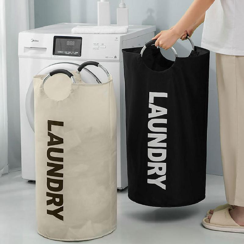 Portable Collapsible Round Laundry Basket Oxford Cloth Waterproof Storage Bag For Home Use