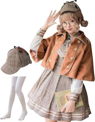 [JIURUN] One Piece Lolita Μακρυμάνικο Στολή Cosplay Lolita Ντετέκτιβ Μεγάλο Μέγεθος Crossdressing Mori Girl Σχολικά Χαριτωμένα Ρούχα Σετ Στολής JK Cosplay