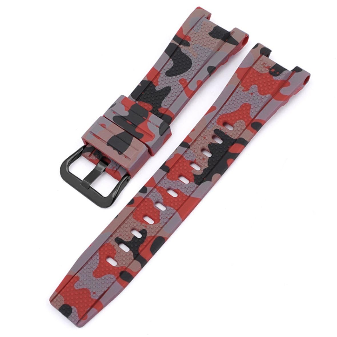 

Сменный силиконовый ремешок для Casio Easy to 17 Color Camouflage Red [Faygtni] GST-S110 / GST-S100G / GST-W110 / GST-W100G / GST-S210B, Мягкий,