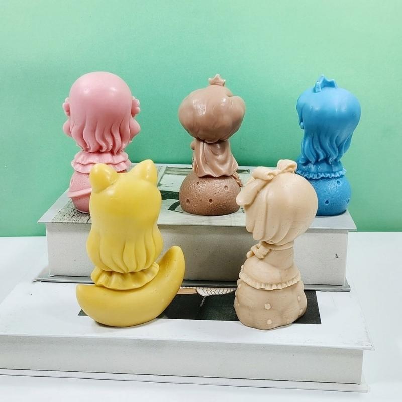 Princess Doll Candle Mold Silicone Gypsum Molds Desktop Decorations Handmade Scented Candle Making Wax Resin Soap Mould