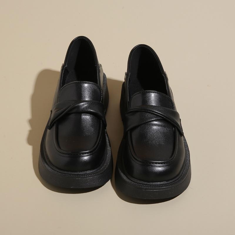 British style one-pedal small leather shoes women's 2025 spring and summer new jk versatile platform retro college style loafers