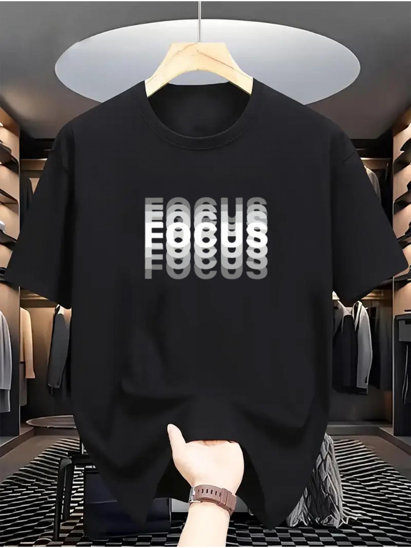 

Men s Summer 100 Cotton Fashionable Casual Loose Large Size Focus Letter Pattern Printed Sports Round Neck Short Sleeve T-shirt 5XL різнокольоровий