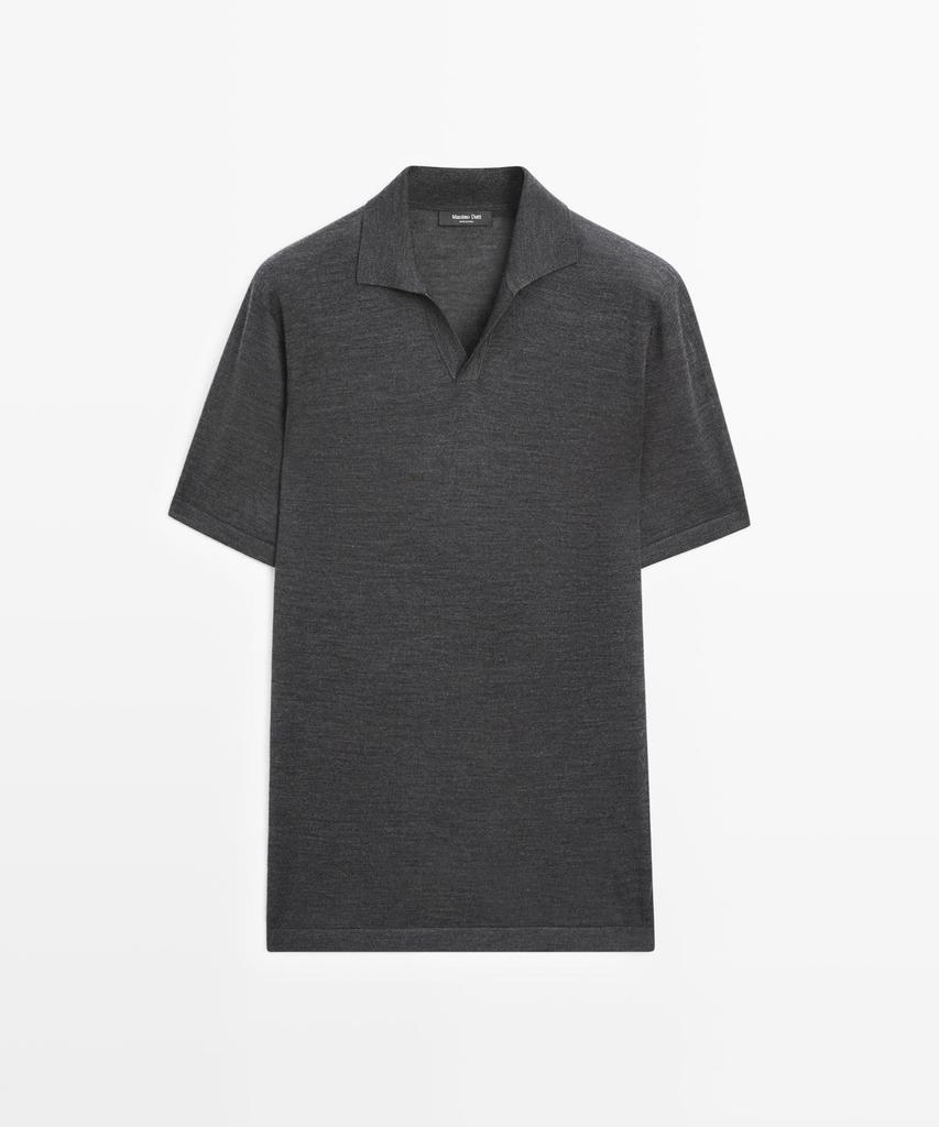 Masimodutti Knit V-Neck Polo Shirt