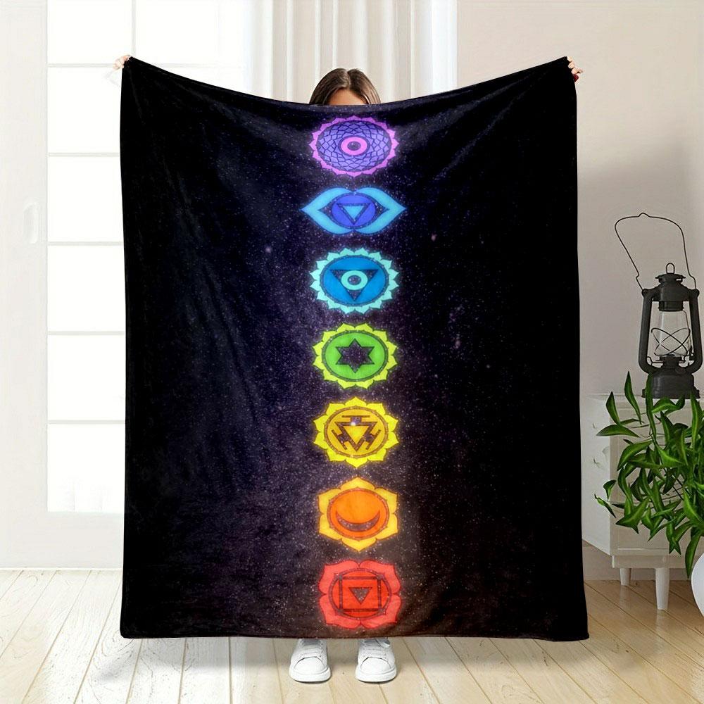 Chakra Pattern Blanket Bedroom Blanket for Livingroom Couch Lunch Break Soft Throw for Friend's Festival Gift