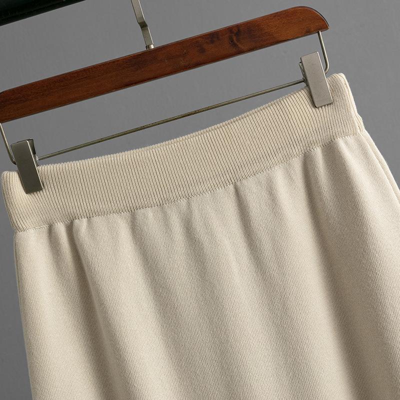 Autumn And Winter Solid Color Collar Half Zipper Knitted Top Elegant Bag Skirt Fashion Two Piece Set