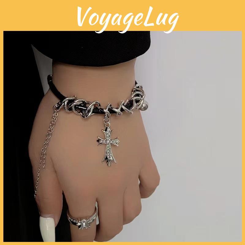 Sweet Cool Asymmetrical Cross Tassel Leather Bracelet For Women Trendy Fashionable Gift