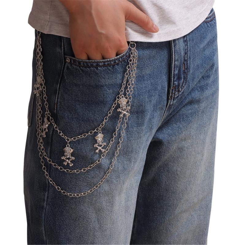 Punk Style Skull Jeans Chain Skull Charm Edgy Gothic Metal Waist Accessory For Women Girls