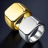 Colorfast European & American Hip Hop Square Titanium Steel Ring with Niche Design