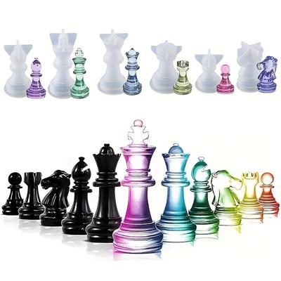 Set da 6 pezzi/set scacchi scacchi scacchi stampo, stampo tridimensionale fai da te in colla di cristallo, set stampo in silicone scacchiera tavolo da gioco