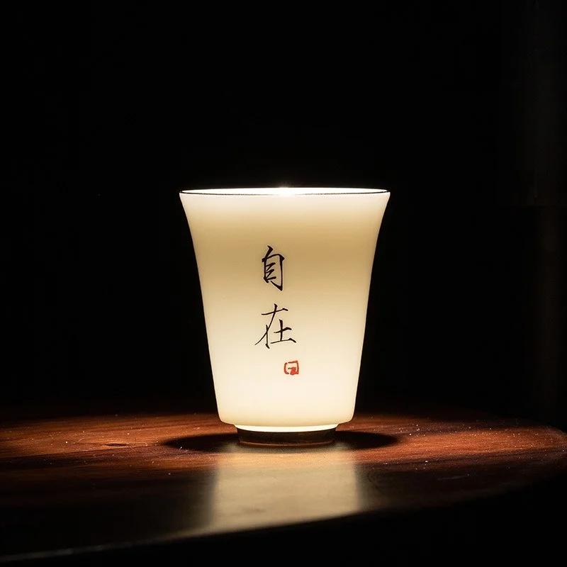 6Pcs/set Ceramic Tea Cup Set Mutton Fat Jade Porcelain Antique Kung Fu Cups Hand Painted Teacup Home Tea Set Chinese Style Gifts