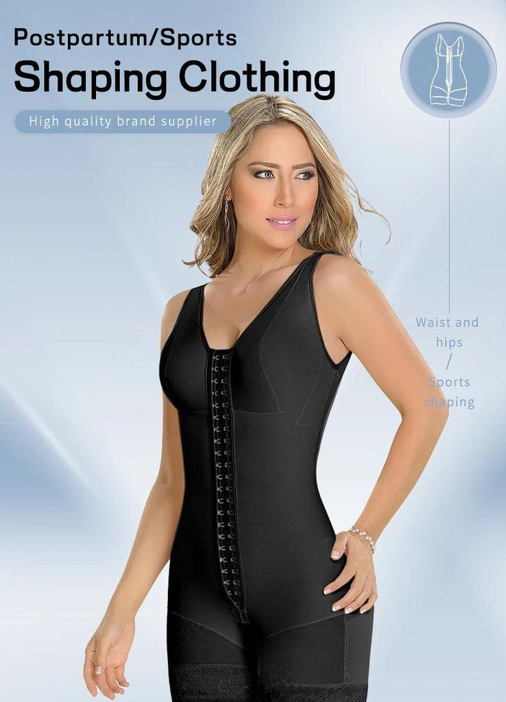 Plus Size Hook-and-Eye Tummy Control Butt-Lifting Crotchless Bodysuit – Strong Compression Waist Trainer