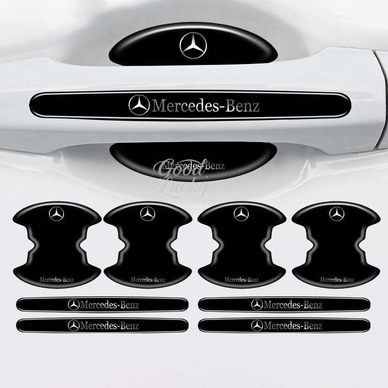 AABIB1 8PCS Car Handle Decoration Guard Sticker Decal Auto Accessory For Mercedes Benz A B C E S Class C200 C300 E350 E260L W205 CLA
