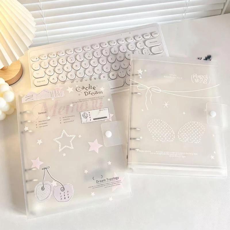 Loose-Leaf Ring Binder Notebook Ins Style Scrub PP Cover 1/10Pcs for School Office Study Journal Planning