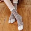Two-Toe Cotton Socks: Striped, Sweat-Absorbent, Mid-Tube Style for All Seasons, Unisex Split-Toe Design