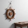 Nautical Wheel Wall Decor Mediterranean Design Wooden Helm Ornament for Cafe