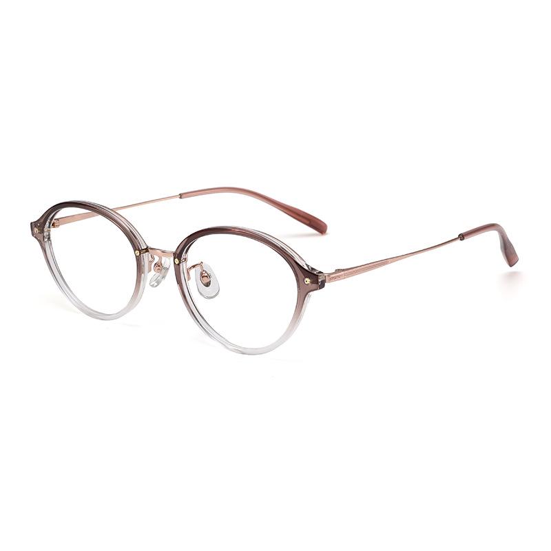 Ultra-Light Pure Titanium Korean-style Oval Glasses, Model 0242: Anti-blue Light, High-end Tortoise Shell Design for Women