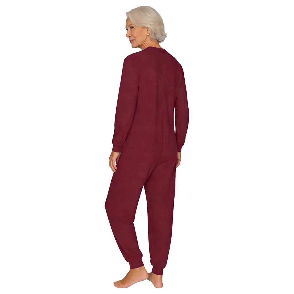 Unisex Anti-Strip Adaptiver Overall Rundhalsausschnitt Langarm Reißverschluss hinten Lange Hose Einteiler Strampler