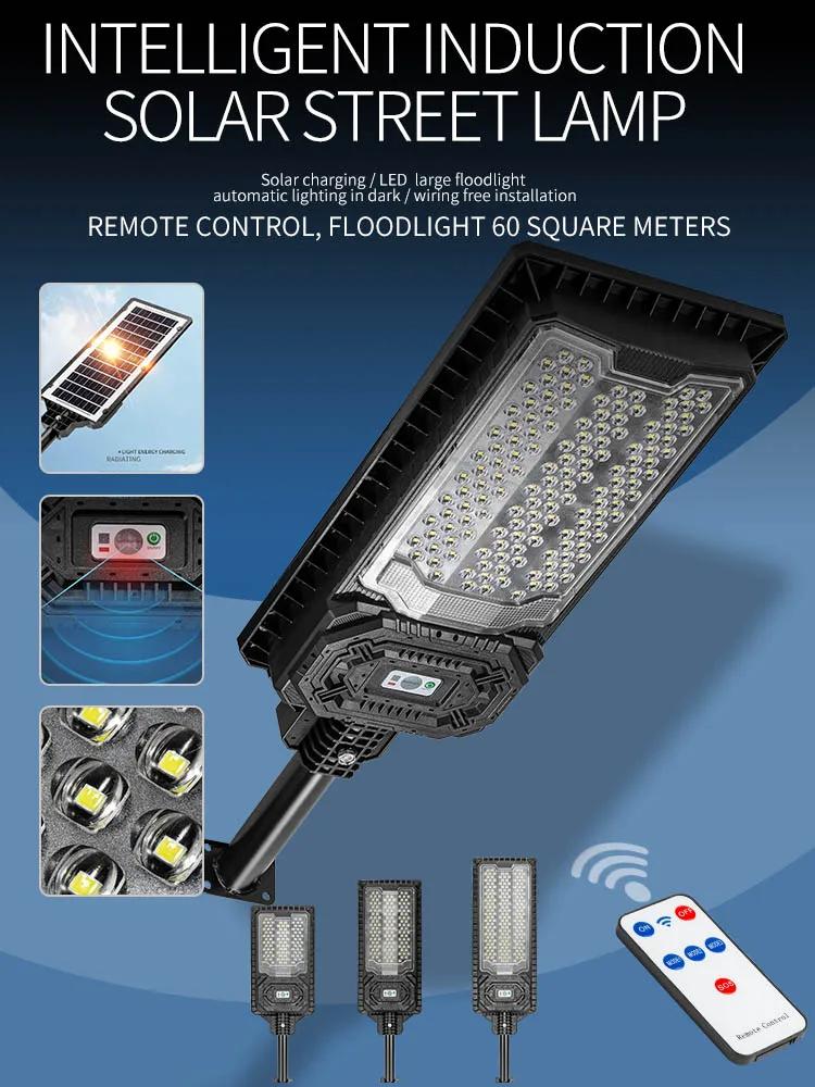 Lumini solare puternice de exterior Lampă de grădină cu LED Lămpi cu panouri solare Lumină stradală cu senzor de mișcare impermeabilă