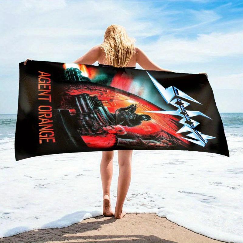

1PC Sodom Agent Orange Metal Band Beach Towel, Quick Dry Lightweight Polyester Towel, Soft Absorbent Fan Merch for Swimming Trav W40*H60(CM)