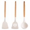 3Pcs Wooden Handle Non-Stick Spatula Non-slip Pot Spatula Set Cooking Turner Spatula  Household