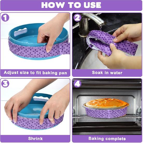 4 Pcs Cake Strips, Washable Reble Cake Pan Wraps for Even Baking Convenient Cakes Bakings Supplies for Kitchen Bakery Restaurant to Evenly Moist