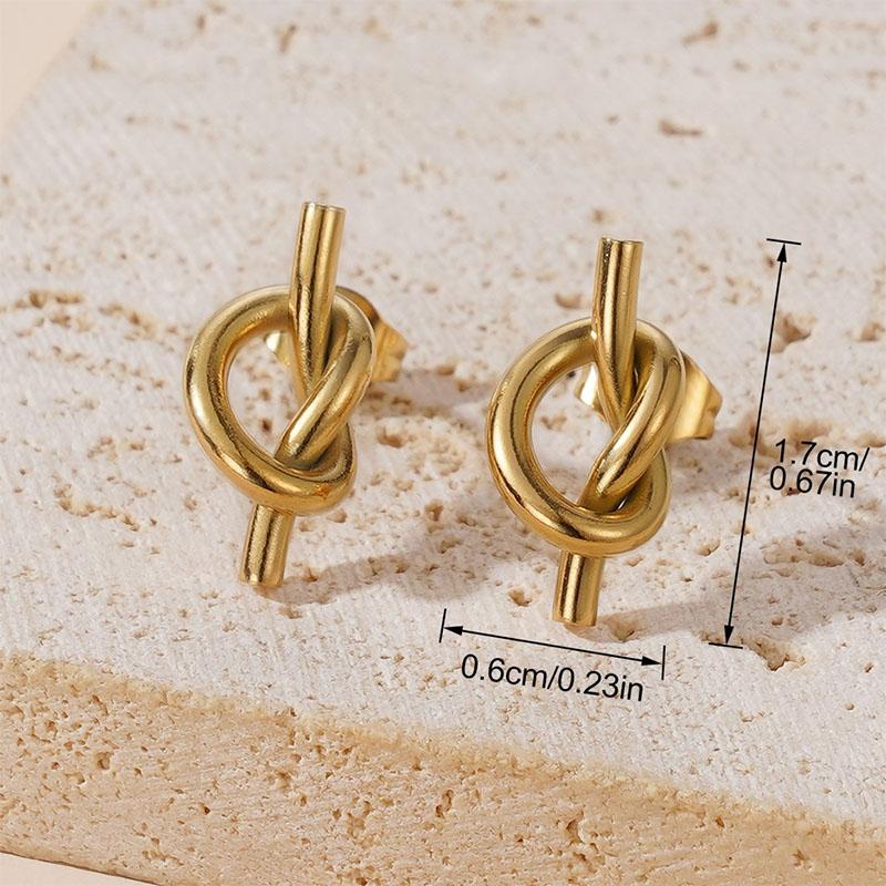 PANGJERY 316L Stainless Steel Line Knotted Stud Earrings For Women Trendy Minimalist Temperament Vintage Daily Party Jewelry Gif