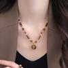 18k Real Gold Geometric Beaded Tiger's Eye Necklace Accessories Women's Sweater Chain Necklace