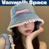 Y2K Denim Bucket Hat Big Brimmed Bow Sunscreen Hat Fashion Lace Fisherman Hat  Climbing