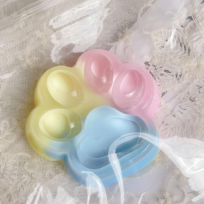 Rainbow Cute Cat Paw Squeeze Toy Soft Sticky Decompressing Stress Relief Slow Rebound Jelly Pinch Toy For Adults Squishy Toy