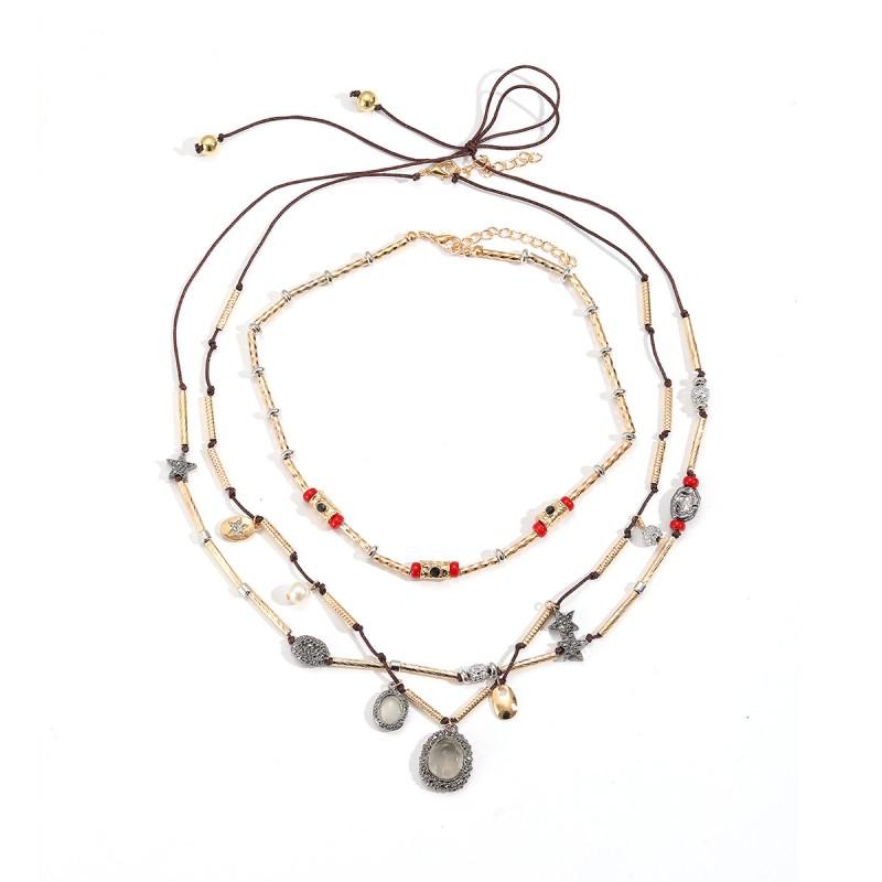 Layered Womens Beach Chic Necklace Set With Star Pendant Zinc Alloy Gold Tone Travel Jewelry Gold