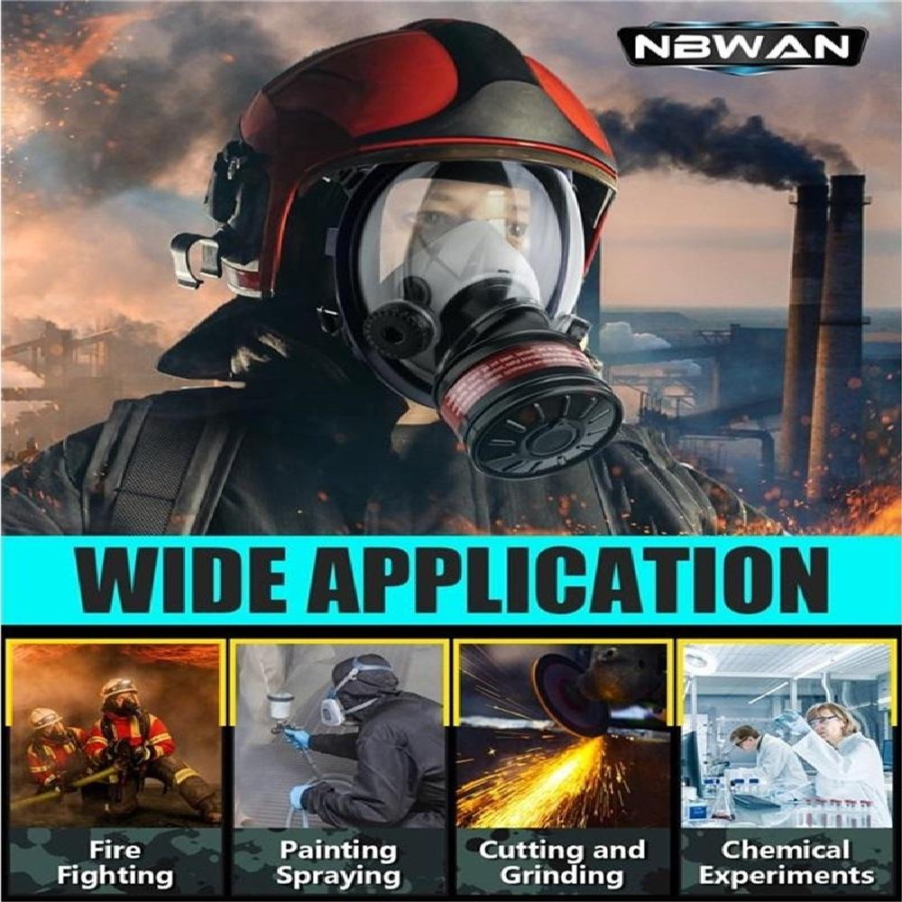 Gasmasken Überleben Nuklear und Chemisch,Gasmaske mit 40mm Aktivkohlefilter,Vollgesichts-Atemschutzmaske mit 6001 Filter