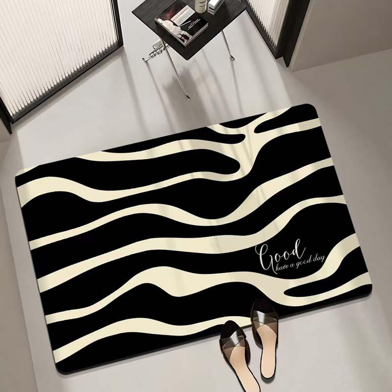Diatom Mud Floor Mat Simple Black and White Water-washable Bathroom Anti slip Mat Bathroom Wear Resistant Water Absorption Mat