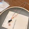 Kitten Pink Star Pendant Beaded Necklace Y2K Cute Sweet Cool Ins Style Clavicle Chain Girl Choker Jewelry Accessories Party Gift
