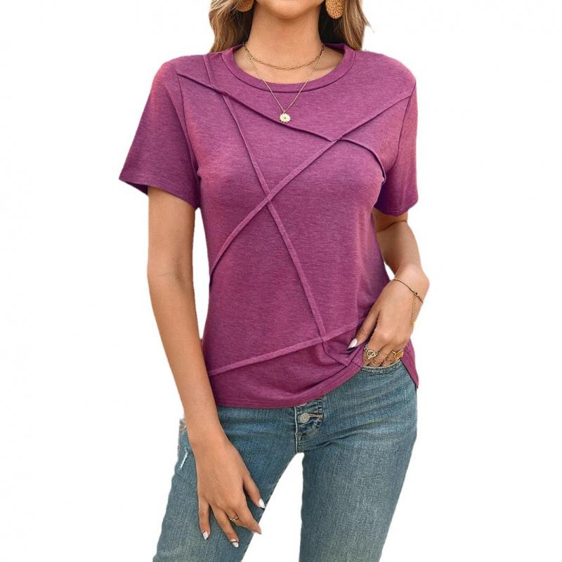 2025 Frühling Sommer Neu Einfarbig Lässig Kurzarm Trendiges Damenmode Top T-Shirt