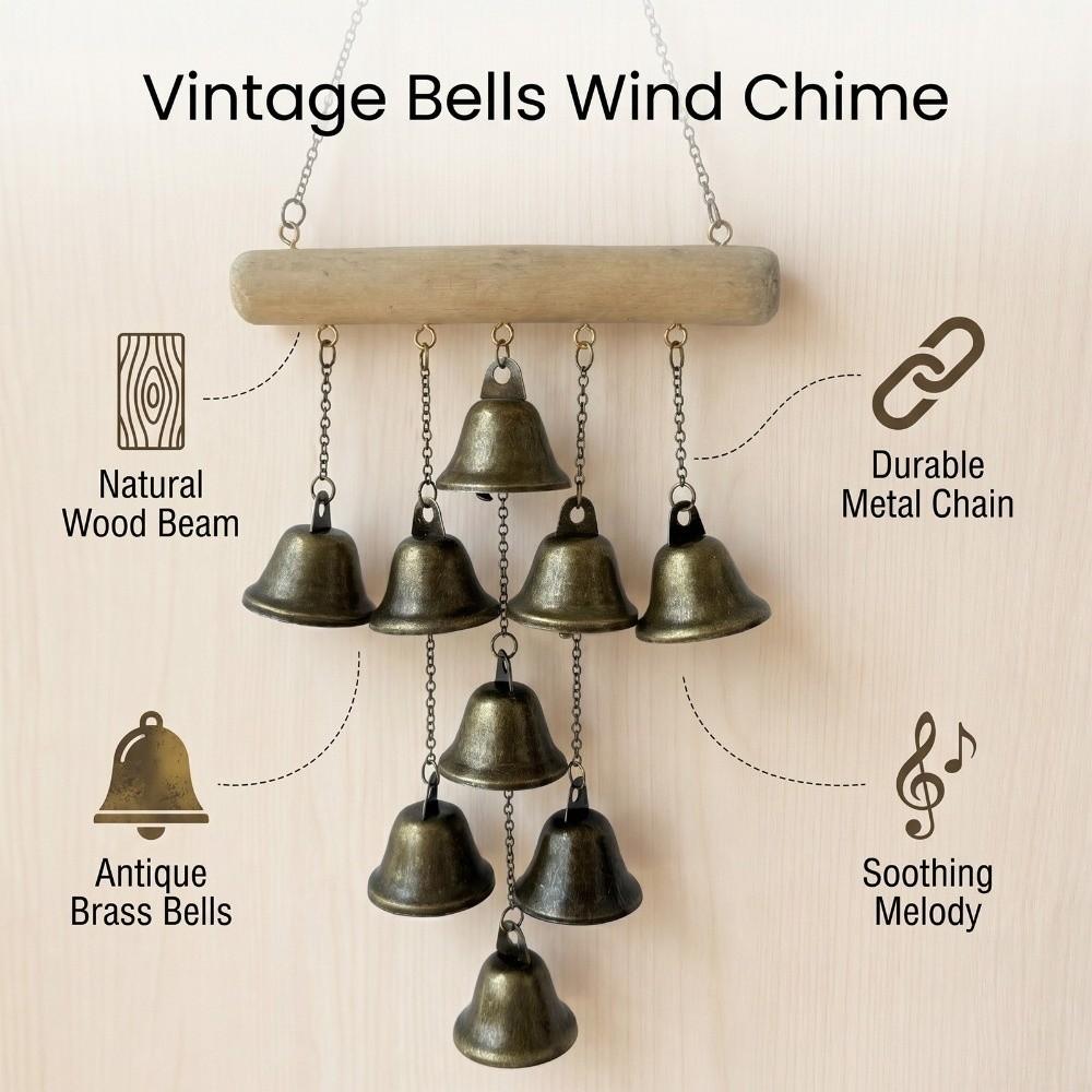 Metal Bells Iron Art Wind Chime Vintage Door Bell Decorative Chain Entry Door Reminder Outdoor