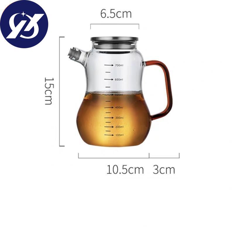 Glass Oil Pot Leak-proof Oil Bottle with Scale Kitchen Cooking Tool Vinegar Soy Sauce Bottle Gravy Boat